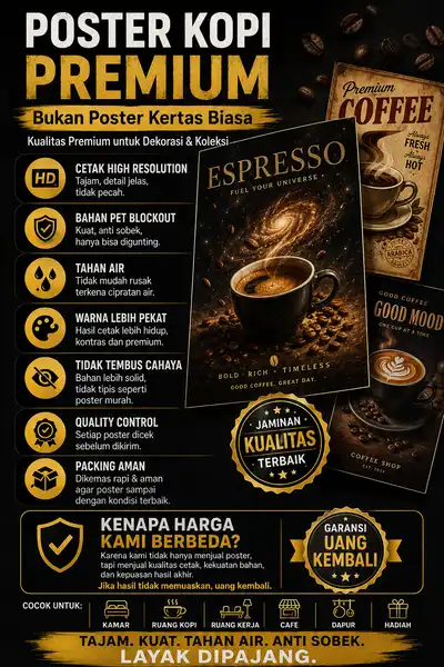 Daftar harga dan ukuran poster kopi Kualitas Garansi